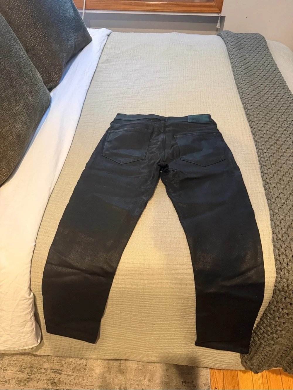 Paige Croft Coated Black Denim Jeans Size 29 Retail $298